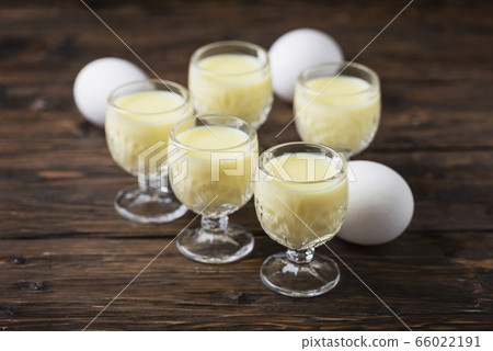 Traditional Italian liquor Vov with eggs 66022191