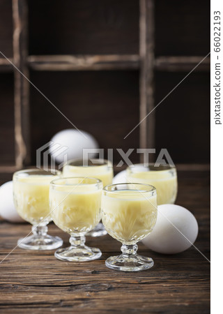 Traditional Italian liquor Vov with eggs 66022193