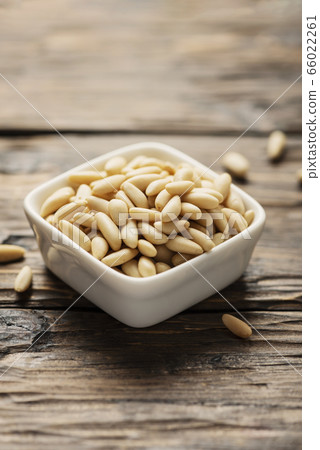 pine nut on the wooden table pine nut on the wooden table 66022261