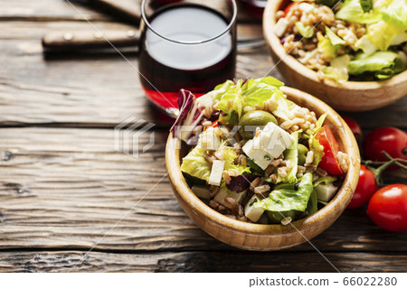 Healthy vegetarian salad with pearl barley Healthy vegetarian salad with pearl barley 66022280