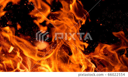 fire flames with sparks on black background fire flames with sparks on black background 66022554