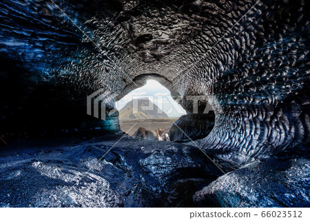 Blue crystal ice cave, underground beneath the 66023512