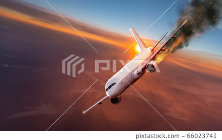 Flying aircraft with exploding aero engine Flying aircraft with exploding aero engine 66023741