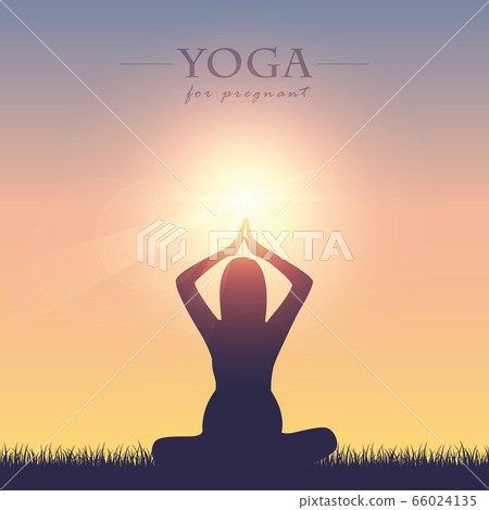 yoga for pregnant women silhouette on summer meadow at sunshine yoga for pregnant women silhouette on summer meadow at sunshine 66024135
