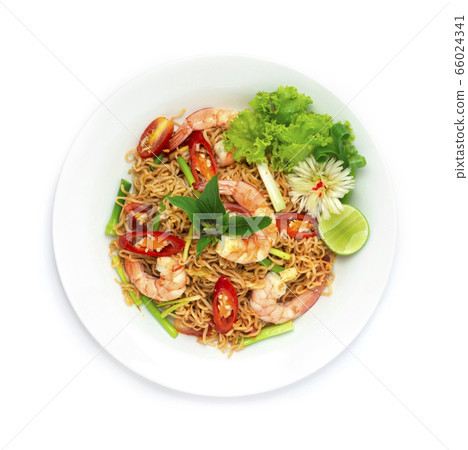 Stir Fried Instant Noodles with Shrimps Asian Thai Stir Fried Instant Noodles with Shrimps Asian Thai 66024341