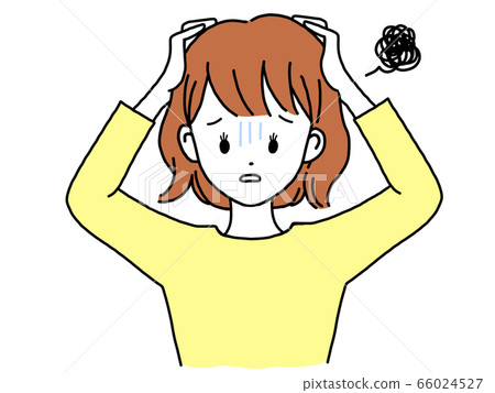 女人抱著她的頭,感到沮喪 女人抱著她的頭,感到沮喪 66024527