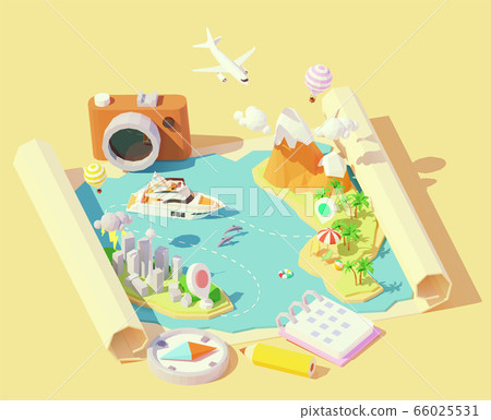 Vector isometric summer travel and vacation Vector isometric summer travel and vacation 66025531