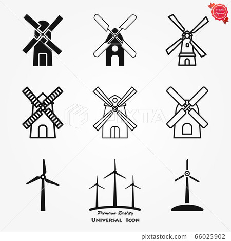 Windmill vector icon, wind turbine symbol isolated 66025902
