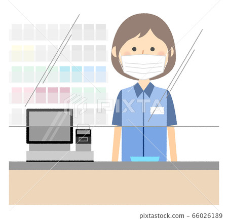 Female clerk cash register infection countermeasures 66026189