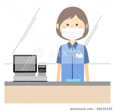 Female clerk cash register infection countermeasures 66026190
