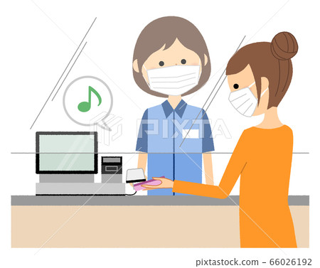 Female clerk cashless payment infection countermeasures Female clerk cashless payment infection countermeasures 66026192