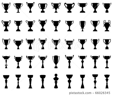 Black silhouettes of different trophies on a white background 66026345