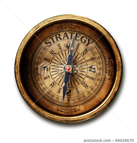 Vintage brass compass isolated on white background 66026670