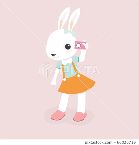 Happy rabbit cartoon character. 66026719
