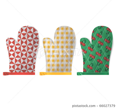 Realistic Detailed 3d Textile Cooking Gloves Set. Vector 66027379