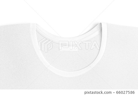 Blank white t-shirt collar with narrow rectangular label mockup 66027586