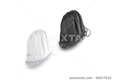 Blank black and white drawstring backpack mockup set, side view 66027610