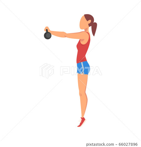 Woman Doing Exercise Lifting Kettlebell, Girl Doing Sports Firming her Body, Buttock Workout Vector Illustration on White Background Woman Doing Exercise Lifting Kettlebell, Girl Doing Sports Firming her Body, Buttock Workout Vector Illustration on White Background 66027896