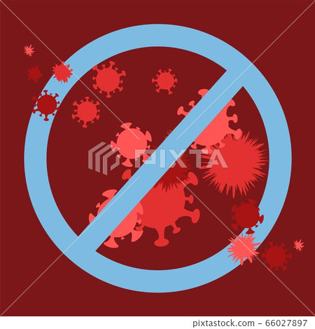 Prohibitory sign of viruses. Vector illustration. Prohibitory sign of viruses. Vector illustration. 66027897