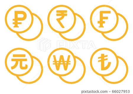 Set of currency symbols and coins Set of currency symbols and coins 66027953