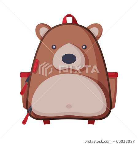 Bear Shaped Childish Backpack, Front View of School Children Rucksack Flat Style Vector Illustration on White Background Bear Shaped Childish Backpack, Front View of School Children Rucksack Flat Style Vector Illustration on White Background 66028057