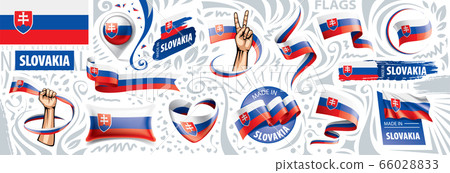Vector set of the national flag of Slovakia in various creative designs 66028833
