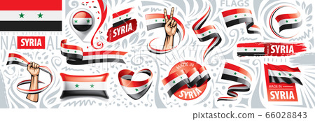 Vector set of the national flag of Syria in various creative designs Vector set of the national flag of Syria in various creative designs 66028843