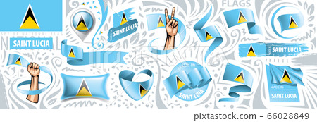 Vector set of the national flag of Saint Lucia in various creative designs 66028849