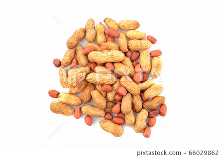 Top view of peanuts isolated on white background 66029862
