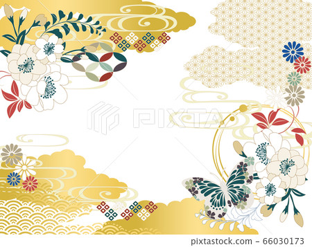 日式花紋背景素材復古流行日本簡單平 插圖素材 圖庫