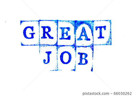 Blue ink of rubber stamp in word great job on white paper background Blue ink of rubber stamp in word great job on white paper background 66030262