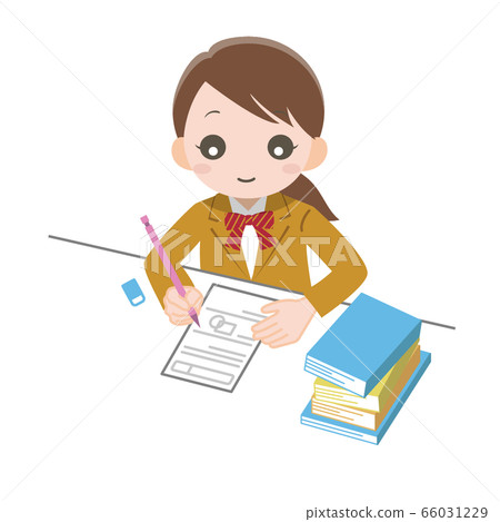 Girl studying at the desk 66031229