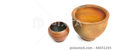 Set of old ceramic kitchen tools isolated on white 66031293