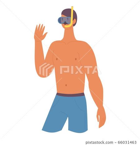 Young man inscuba diving mask isolated on white. Young man inscuba diving mask isolated on white. 66031463