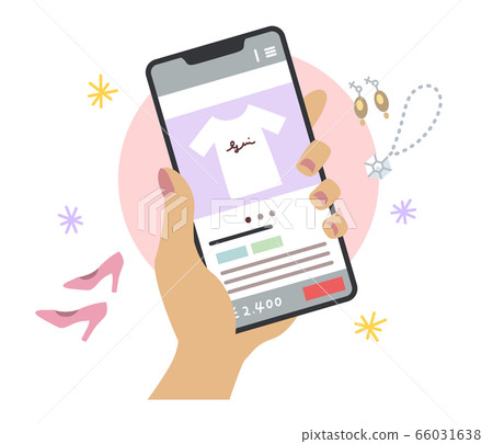 View auction site (freema site) on smartphone Illustration of brown hand (no line) View auction site (freema site) on smartphone Illustration of brown hand (no line) 66031638