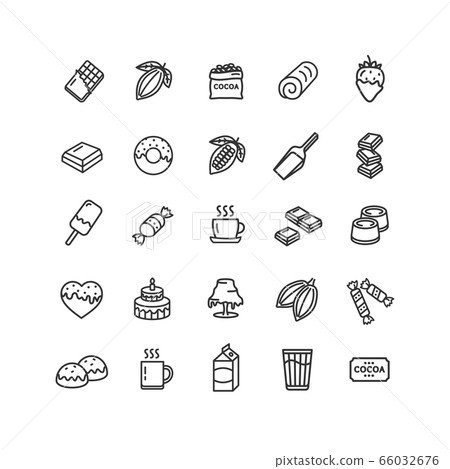 Chocolate Sign Black Thin Line Icon Set. Vector 66032676