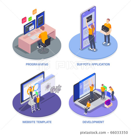 Programming Coding Development Isometric Icon Set 66033350
