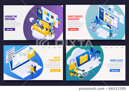 Remote Work Management Isometric Concept - Stock Illustration [66033390 ...