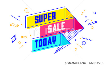 Super Sale Today. 3d sale banner with text Super Sale Today 66033516