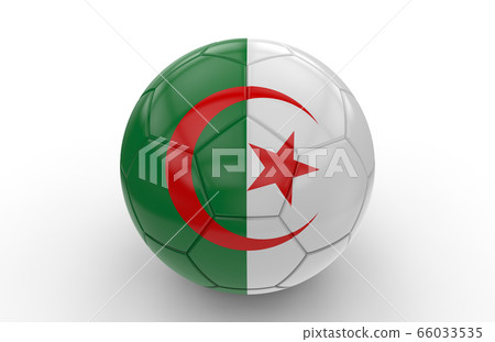 Soccer ball with Algeria flag; 3d rendering 66033535