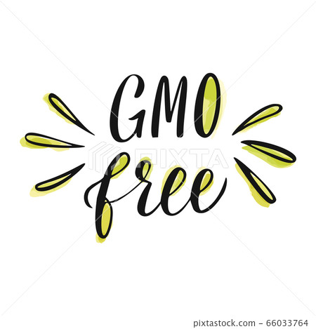 GMO free lettering. Eco Food Hand Drawn Sign. 66033764
