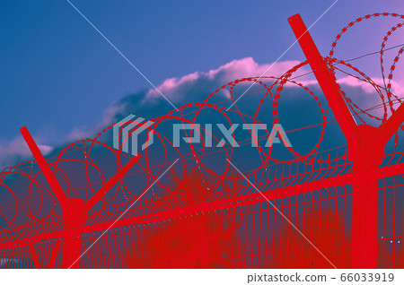 barbed wire-protected area-fence with barbed wire barbed wire-protected area-fence with barbed wire 66033919