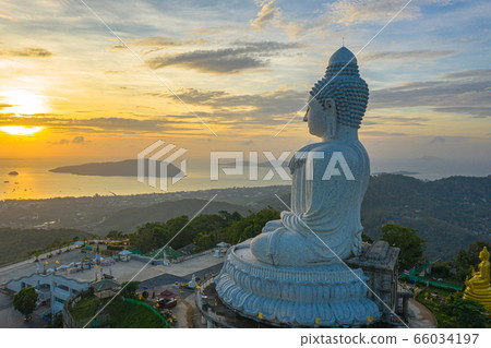 aerial photography Phuket big Buddha in sunrise 66034197