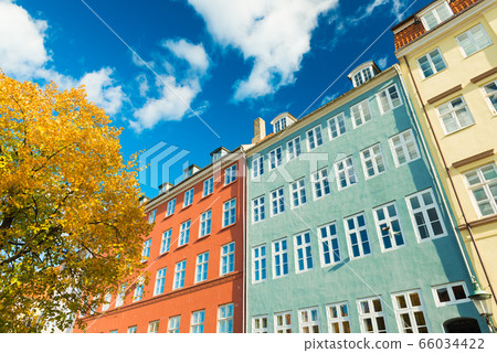 Old colored historic houses in Copenhagen, Denmark 66034422