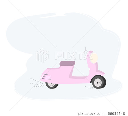 pink scooter- cartoon style illustration 66034548