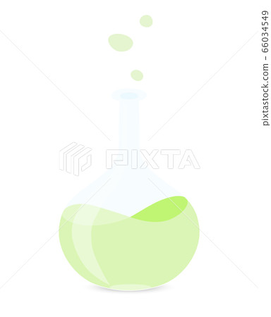 glass flask with green potion,  cartoon style 66034549