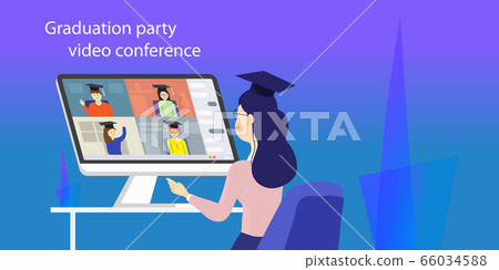 High school graduation party video conference - Stock Illustration ...