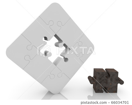 Puzzle concept in white and rusty metal Puzzle concept in white and rusty metal 66034701