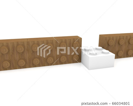 White toy brick in one row with woods toy bricks White toy brick in one row with woods toy bricks 66034801