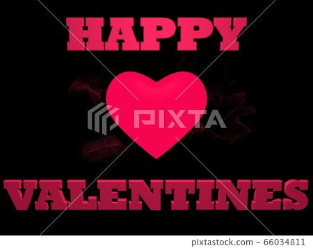 Happy Valentine Day concept and the red heart on black background 66034811